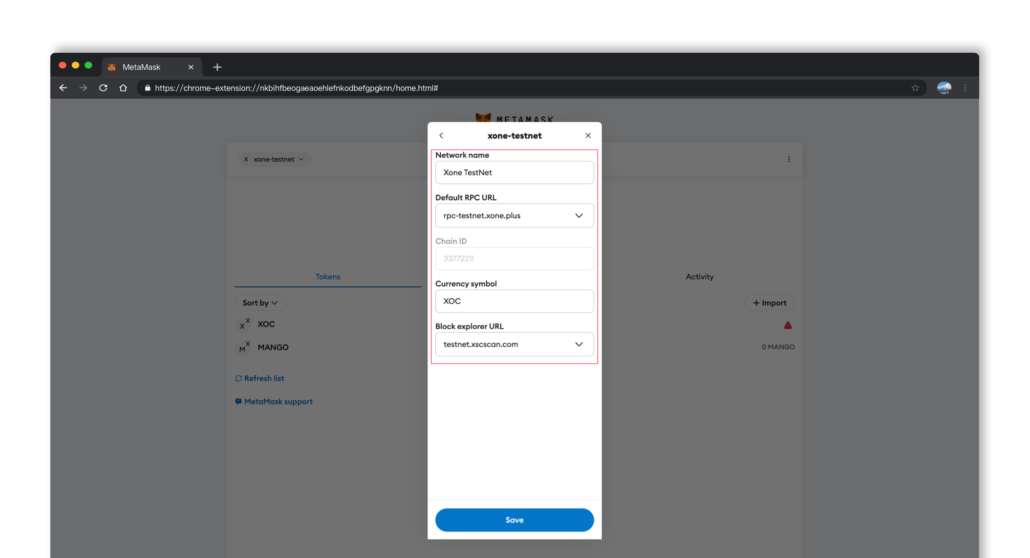 MetaMask Add Network